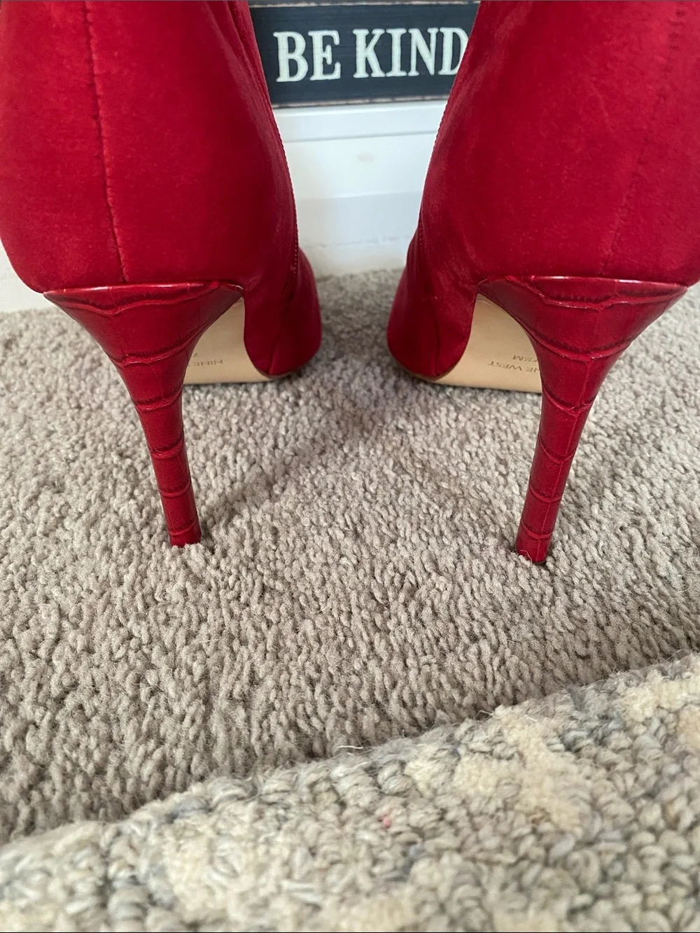 NEW.  Nine West Red Pointed-Toe Stiletto Boots